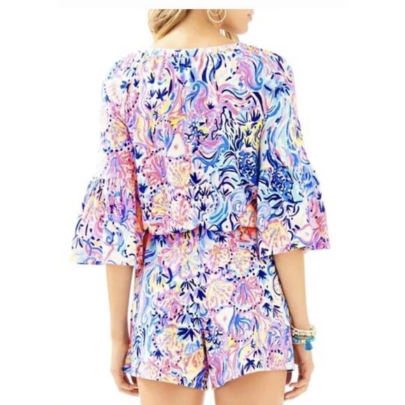 Lilly Pulitzer Women's Del Lago Pink Multicolored Tasseled Romper Small - Picture 2 of 9